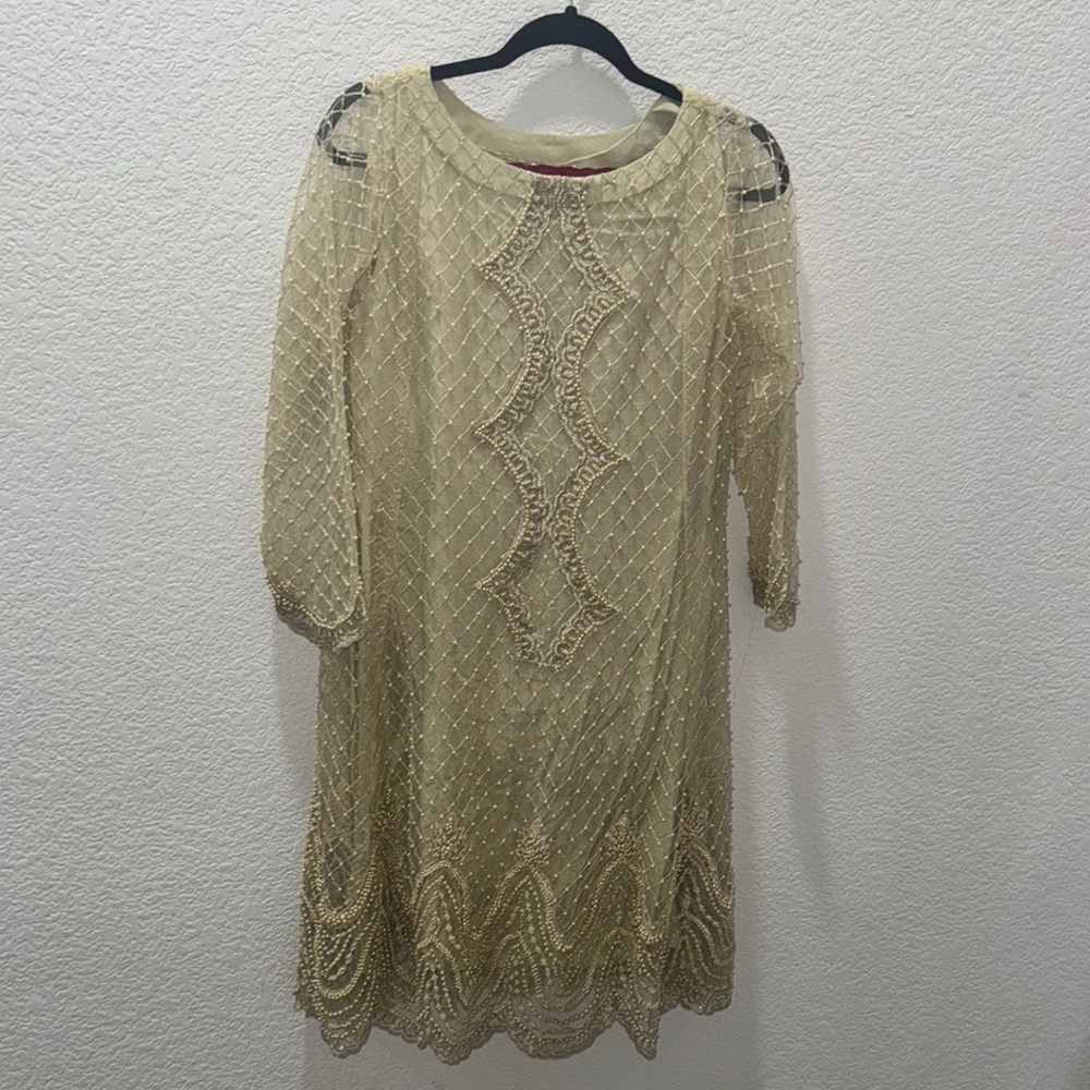 Chic Gold Beaded Dress